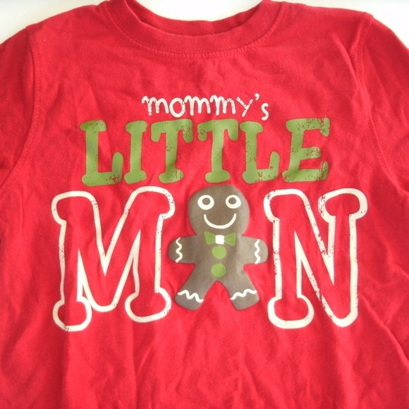 Boy's Christmas T-Shirt Gingerbread Man Red Long Sleeve Size 3T - Picture 2 of 10